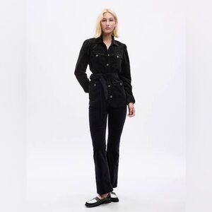NWT Gap Velvet Belted Utility Jacket Black Chic Minimalist Capsule Wardrobe